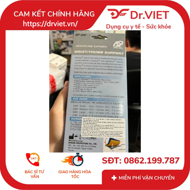 Đai nẹp ngón cái Special SP-208-Nẹp cứng cố định ngón cái và khớp cổ tay,giảm đau mỏi cổ tay, thư giãn cơ cổ tay