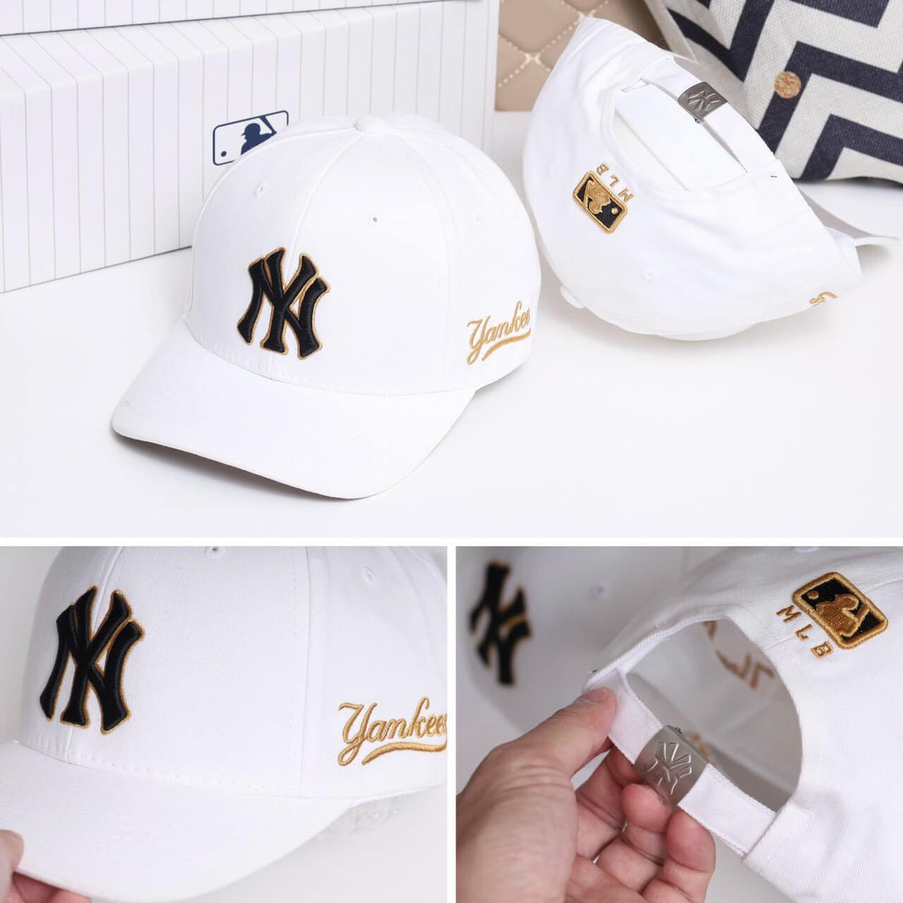 Nón kết, mũ lưỡi trai NY kim tuyến phối vải kaki form đẹp thời trang đường phố