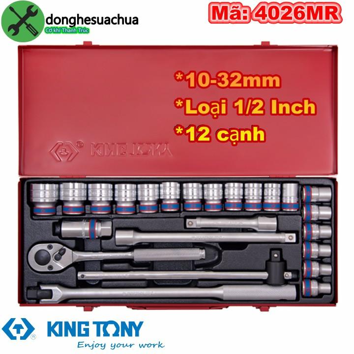 Bộ tuýp Kingtony 4026MR 10-32mm 12 cạnh gồm 24 chi tiết loại 1/2