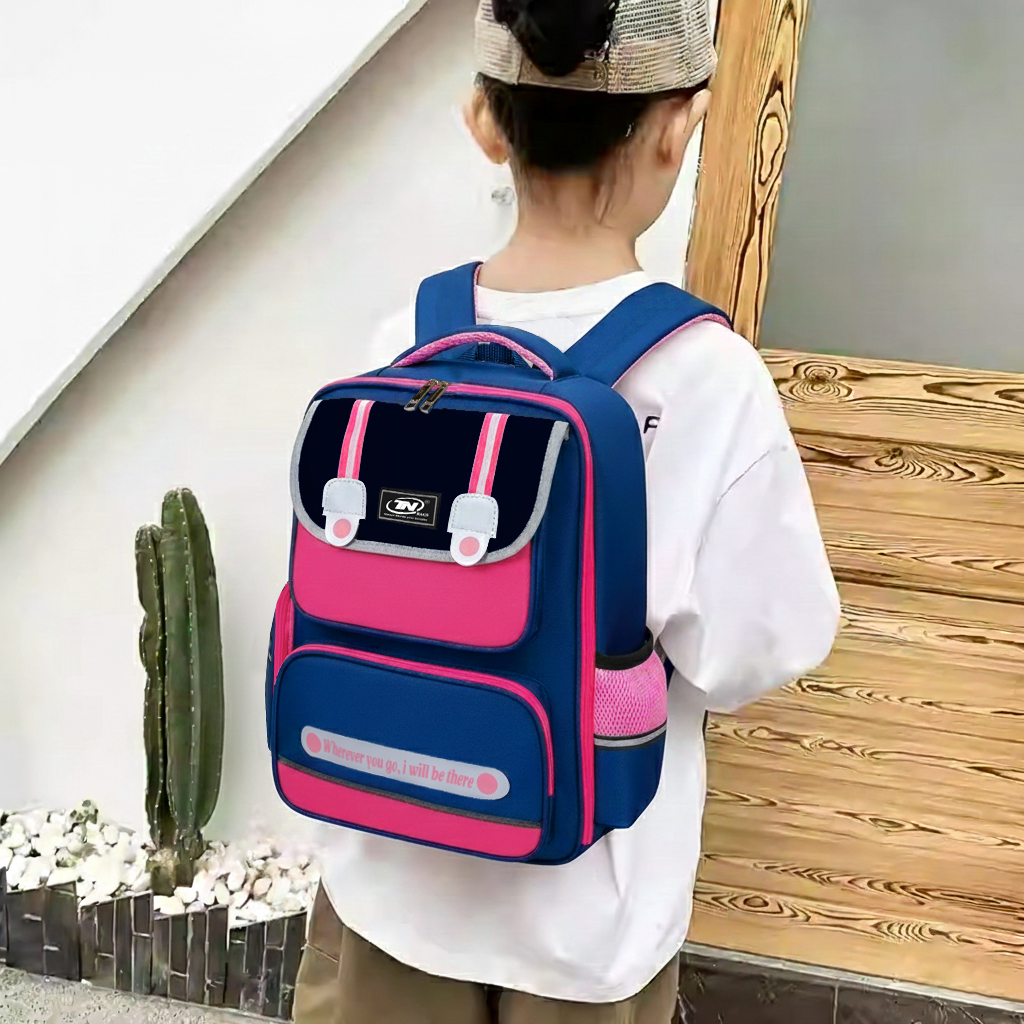 Balo học sinh nữ cao cấp TN.bags Smart Pink – Balo học sinh tiểu học chống nước, nhiều ngăn tiện lợi, màu hồng đáng yêu TN.B3112