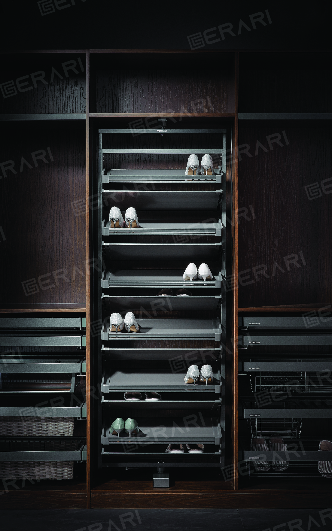 Phụ kiện của tủ áo - Kệ để giày thông minh bề mặt bọc da cao cấp loại 10 tầng mã GW010-10 thương hiệu Gerari