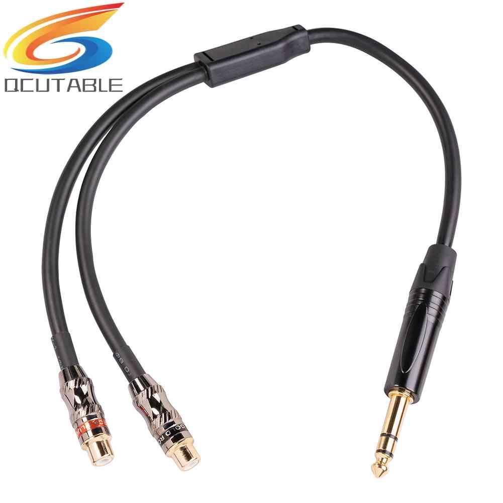 Cáp Chia Audio 6.35mm ĐầU CắM Sang Lỗ CắM 2RCA Mạ VàNg 24k