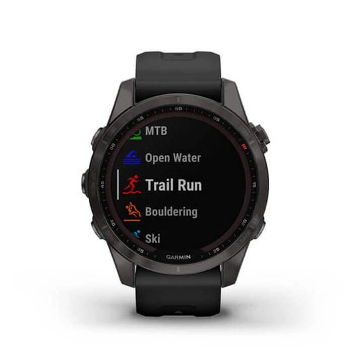 Đồng Hồ Thông Minh Garmin Fenix 7S Sapphire Solar - Carbon Gray DLC Titanium with Black Band - Hàng Chính Hãng