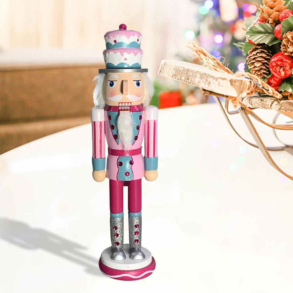 Wooden Nutcracker Soldier Figurine Ornament for Cake