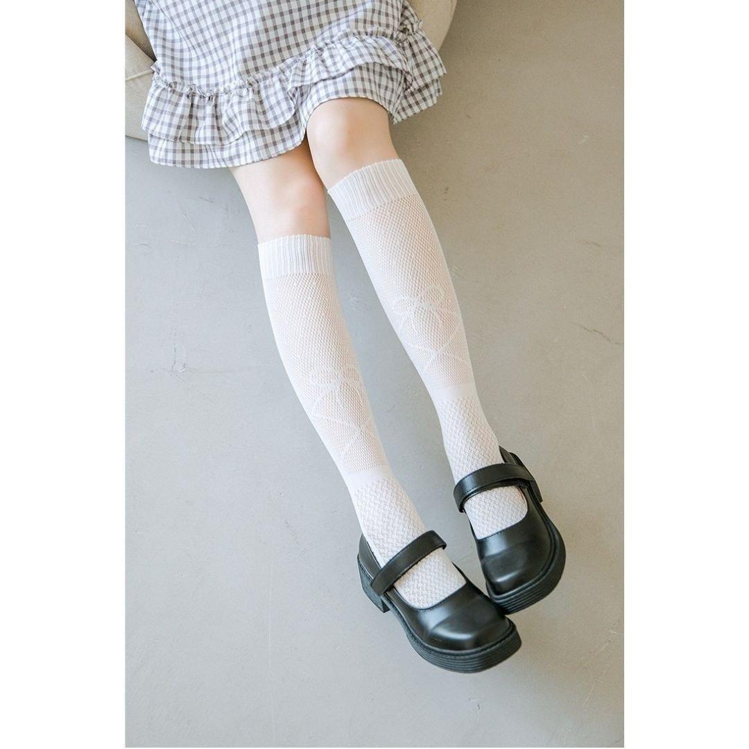 Tất, vớ bắp chân ren lưới hoa tiết thêu NƠ phong cách lolita cá tính, năng động cho nữ