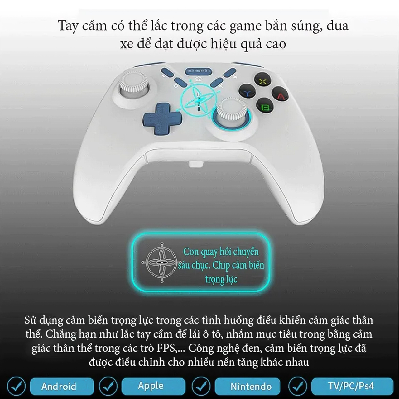 Tay cầm chơi game Vinetteam vermilion S820 - Tay cầm chơi game bluetooth không dây có rung cho NS Switch/ Android/ IOS/ PS4/ PC - hàng chính hãng