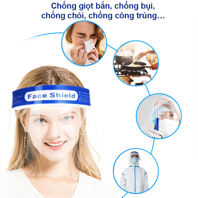 Kính chống giọt bắn, Kính chống dịch Face shield đệm mút xốp bảo vệ 3 chiều an toàn tiện lợi – K024