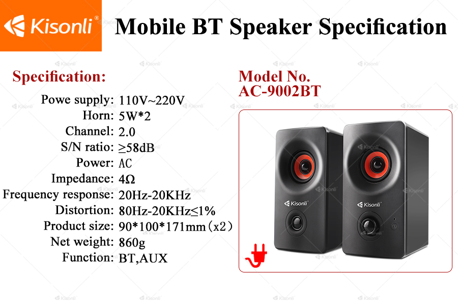 Loa Vi Tính Mini Siêu Trầm USB 2.0 Kisonli AC-9002BT - HÀNG CHÍNH HÃNG