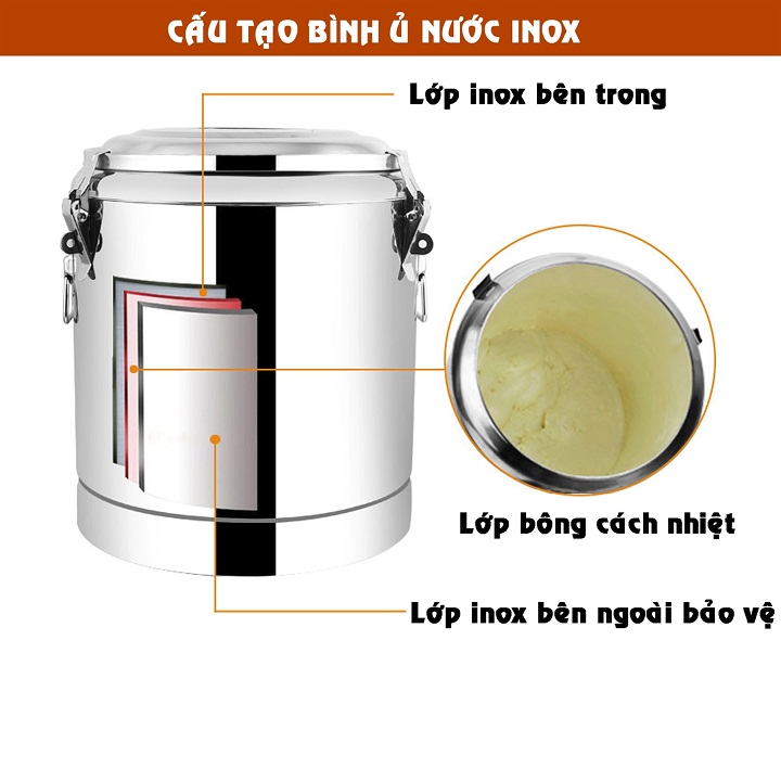 Bình Ủ Trà Giữ Nhiệt Inox 304 Dung Tích 50 Lít Cao Cấp