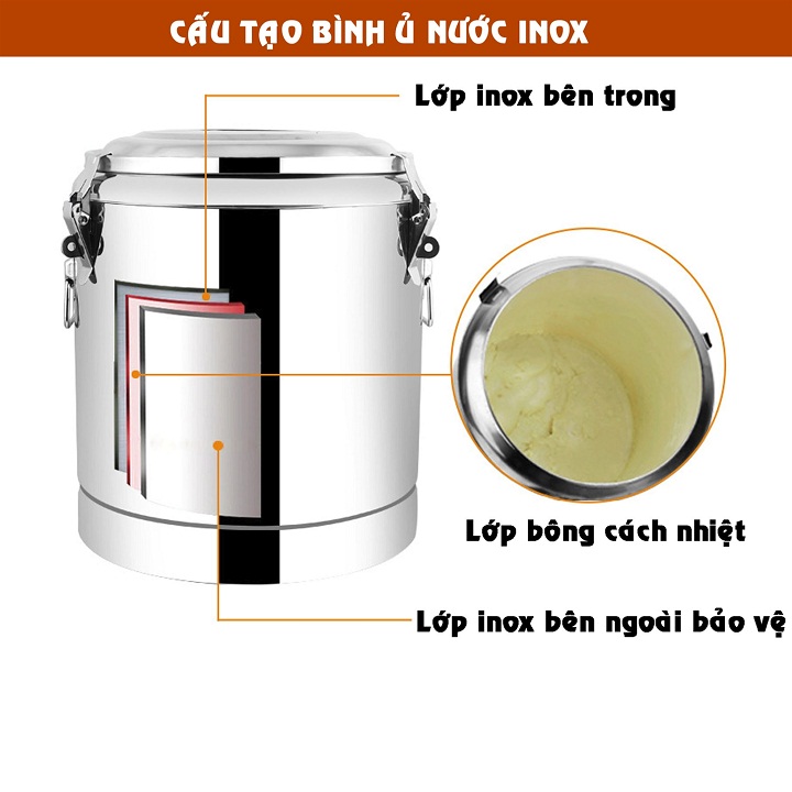 Bình Inox Giữ Nhiệt Đựng Trà Sữa Giữ Nóng Lạnh 10 Lít Cao Cấp