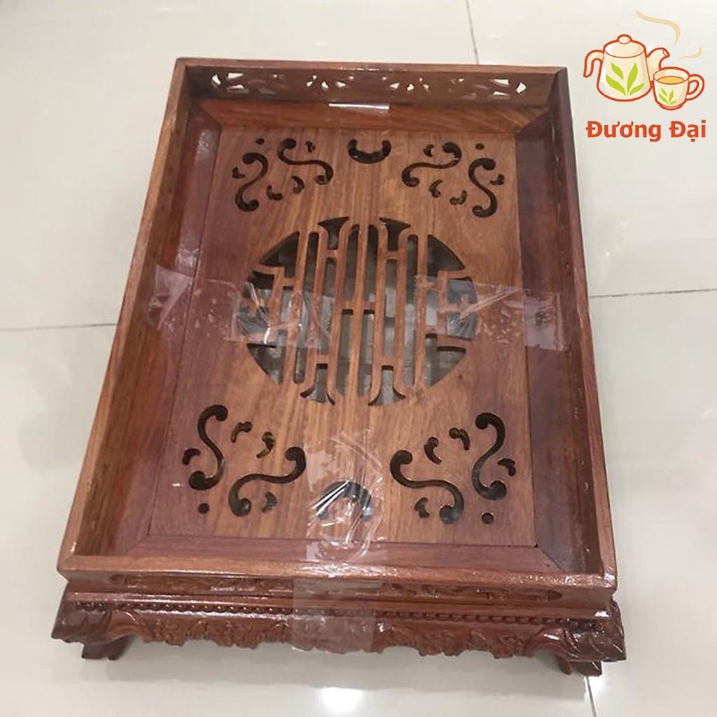 Khay trà chân quỳ gỗ cẩm lai để bàn phòng khách