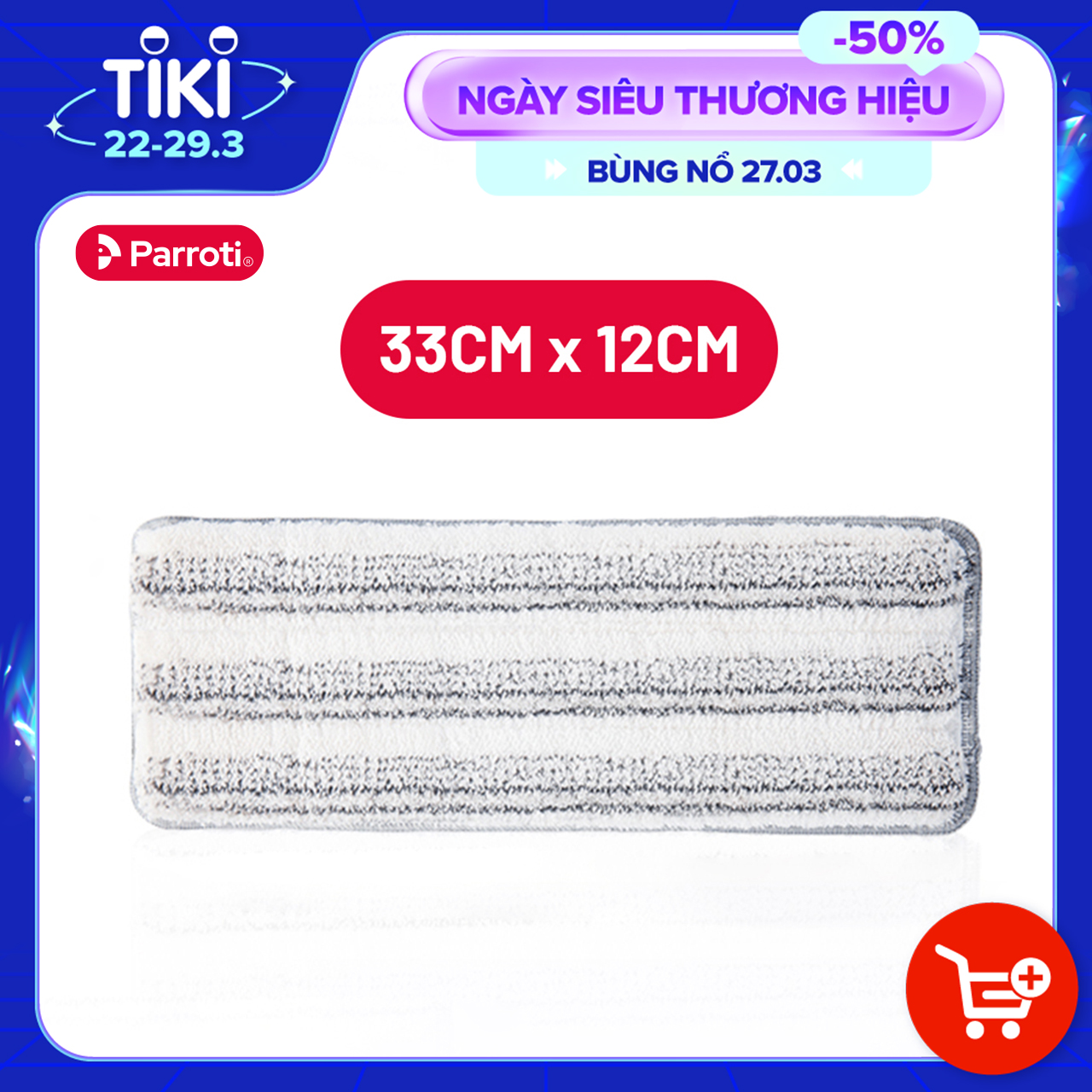 Combo 2 Miếng Lau Nhà Thế Hệ Mới Parroti Pro PAD2-PR01 - Kích Thước 33 x12 CM (Chỉ dùng được cho Bộ lau nhà Parroti Pro)