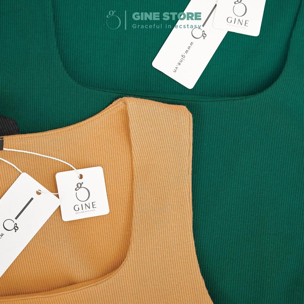 Áo cổ vuông nữ hai dây, dáng dài DERCE - Áo sát nách chất thun gân co giãn, form thoải mái giấu bụng GINE STORE