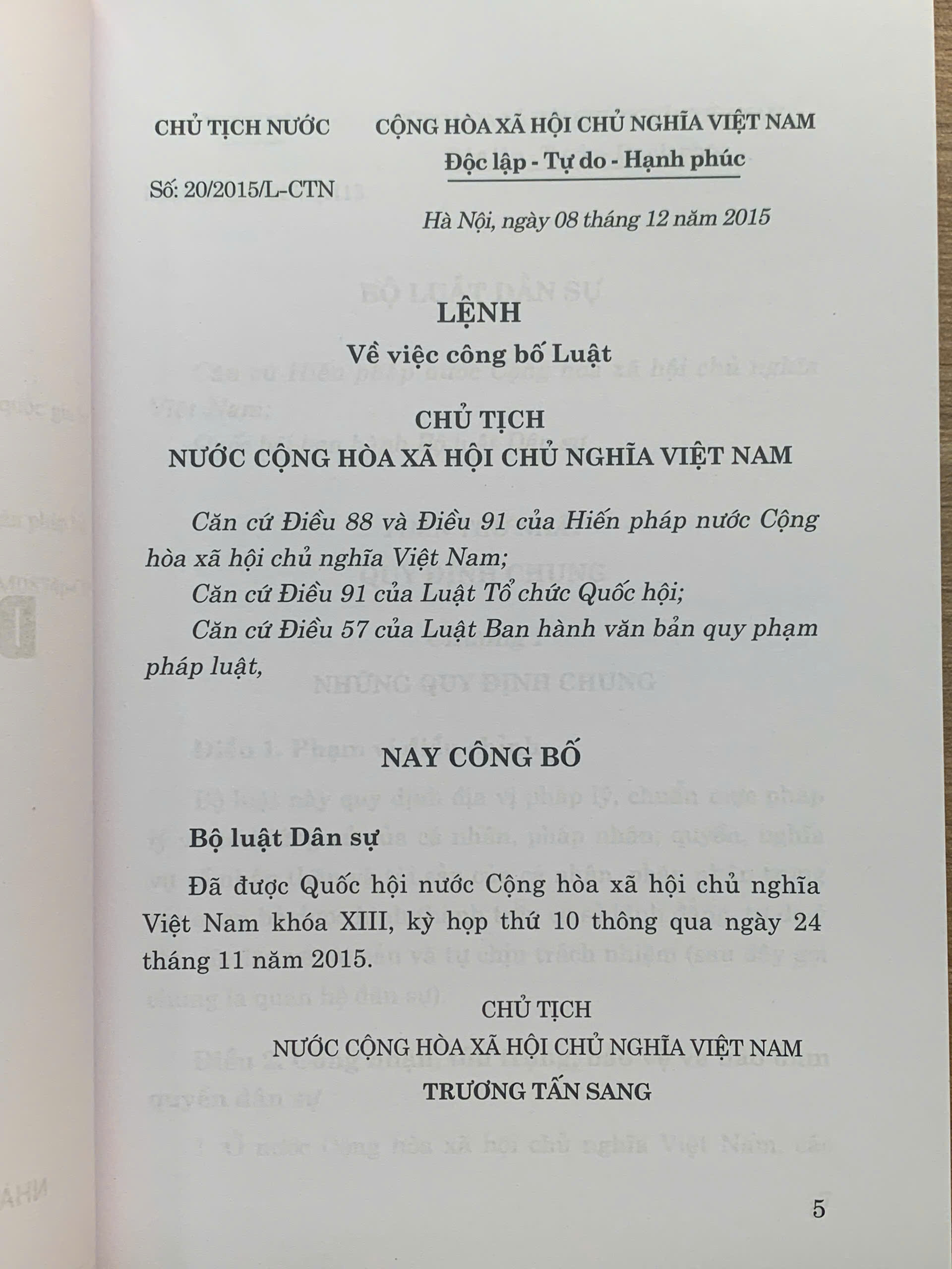 Bộ luật dân sự năm 2015 – Nhà xuất bản Chính trị quốc gia Sự thật xuất bản 2026