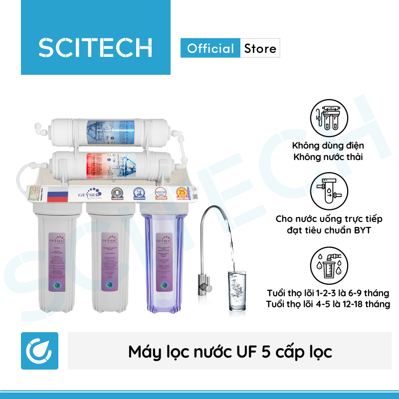 Máy lọc nước UF 5 cấp lọc by Scitech (Không dùng điện, không nước thải) - Hàng chính hãng