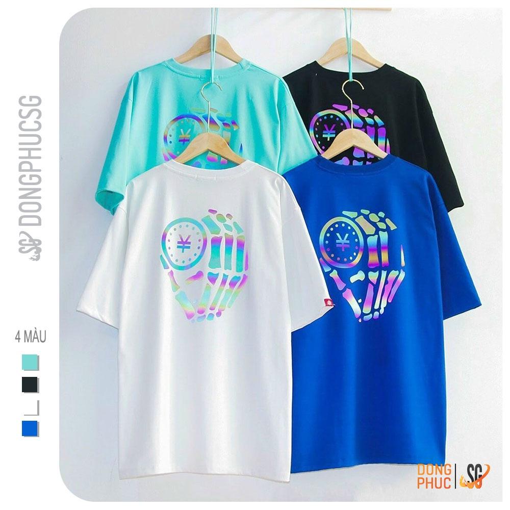 Áo thun phản quang unisex tay lỡ form rộng nam nữ - Chất thun cotton mềm mát - Hình dạ quang to | DONGPHUCSG