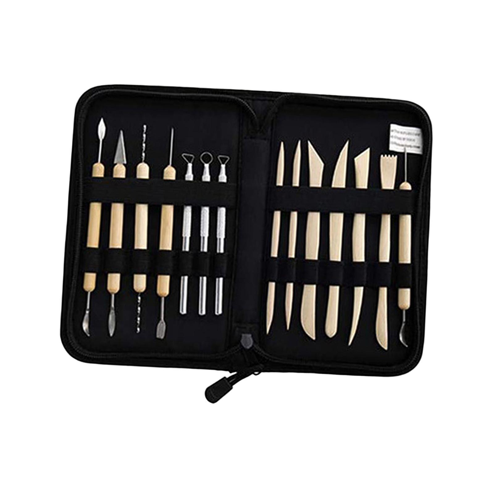 14x Polymer Clay Tools Clay Carving Tool Set with Carrying Case Clay Sculpting Tools Pottery Carving Tool Set for Carving Modeling Drawing