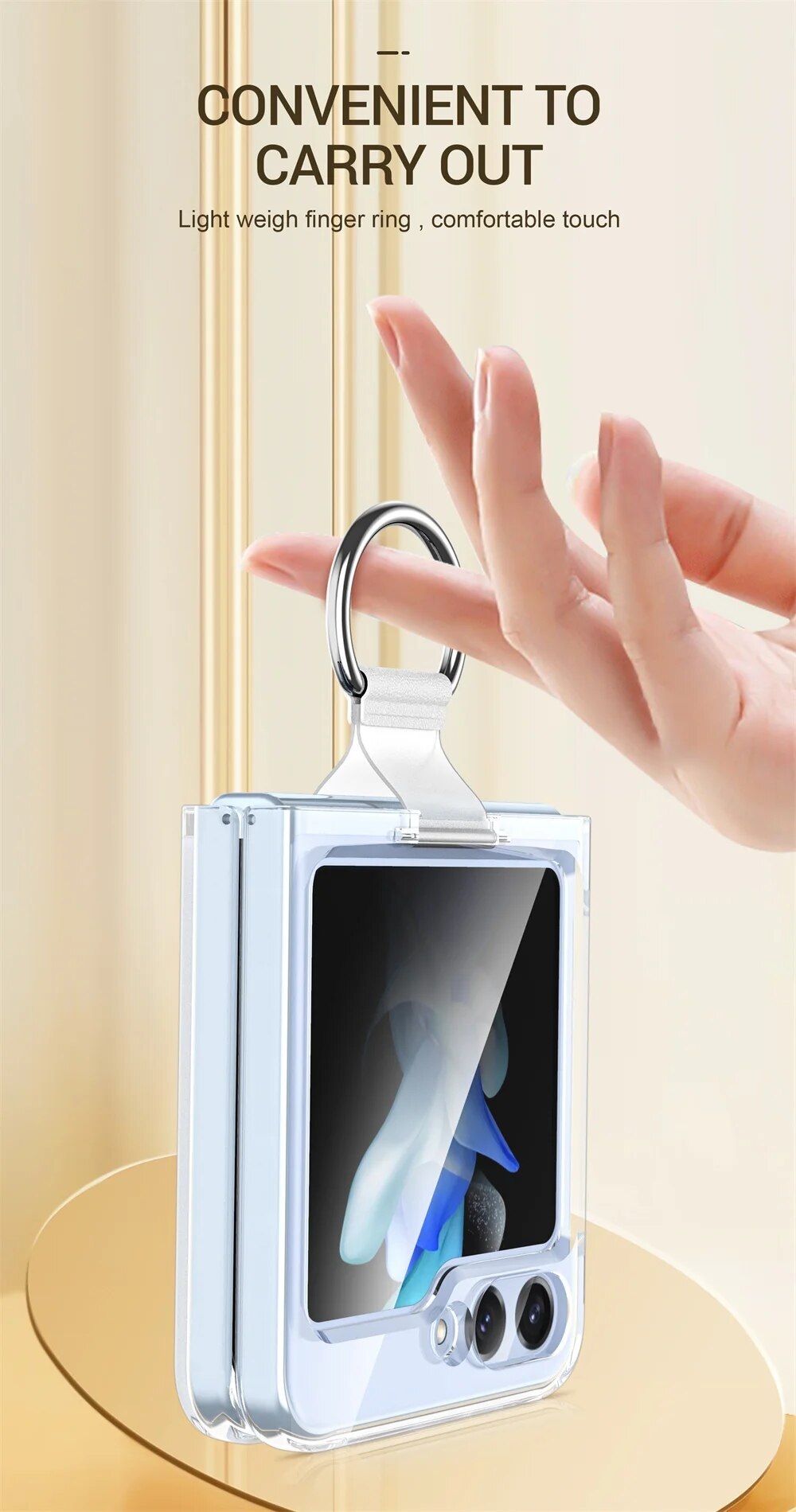 Ốp lưng chống sốc trong suốt kèm iring cho Samsung Galaxy Z Flip 5 hiệu Likgus Cover Ring - hàng nhập khẩu
