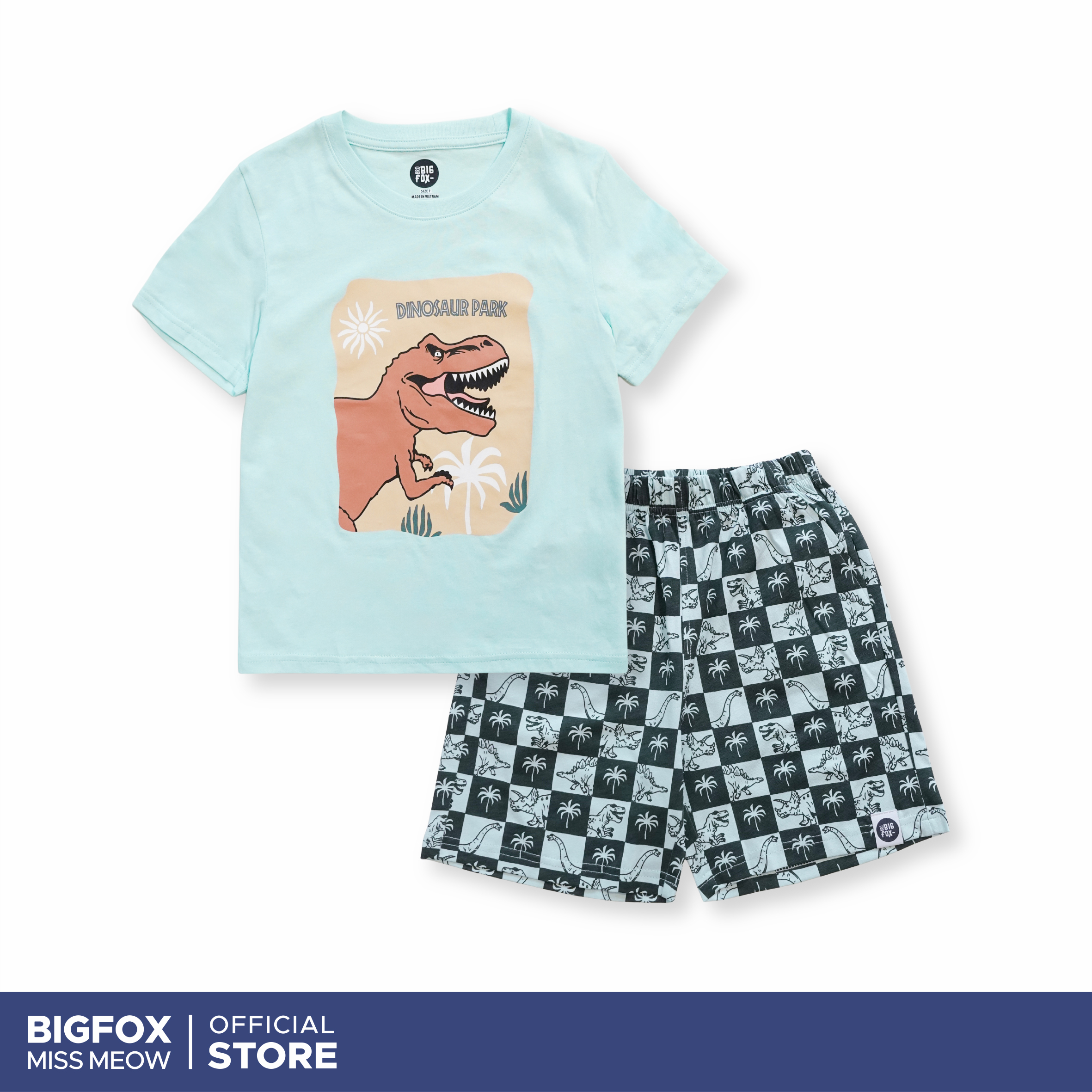 Bộ bé trai mùa hè Bigfox Miss Meow size đại áo cộc tay thun cotton mặc nhà cho trẻ em nam 3-11 tuổi