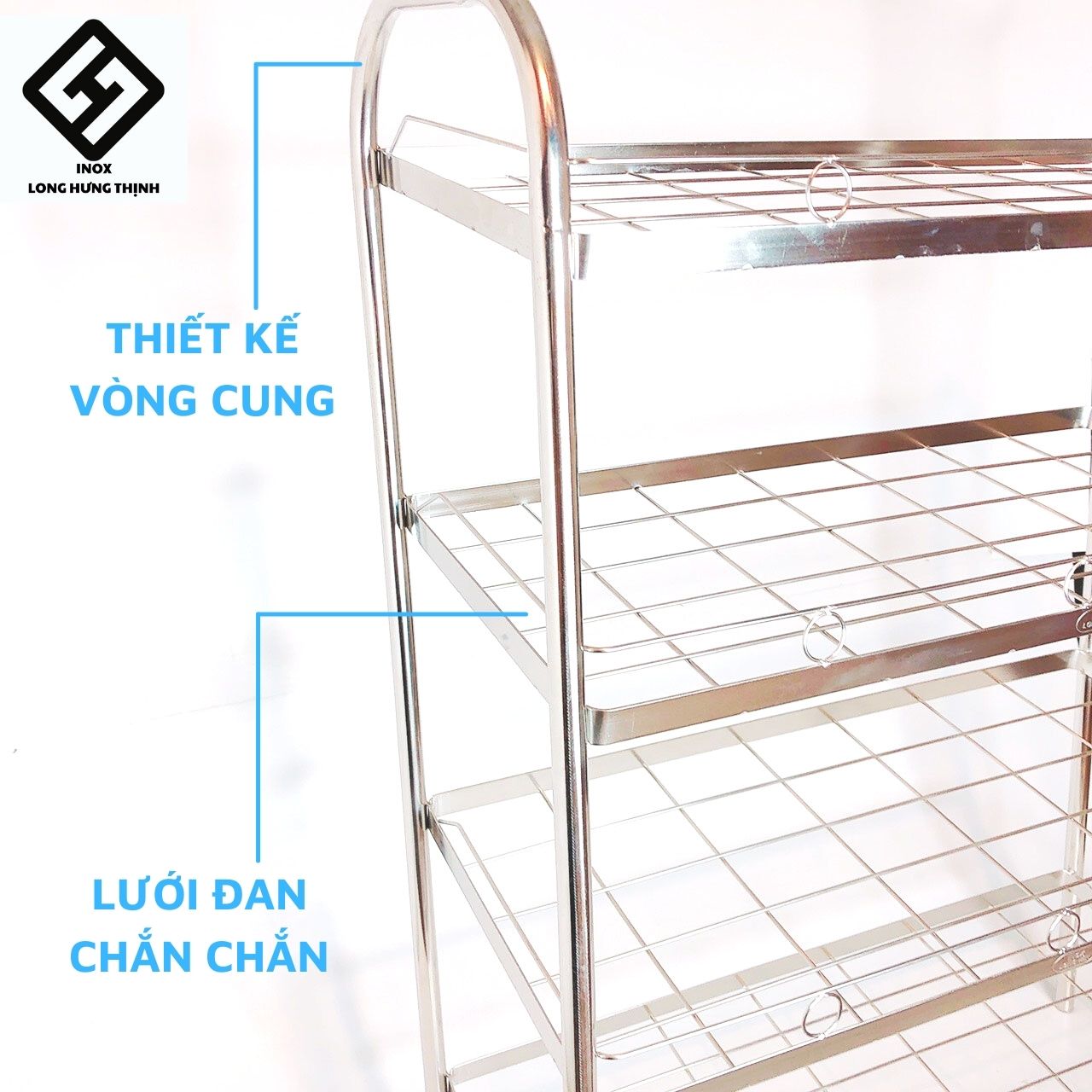 Kệ giày dép INOX 3/4/5 tầng, chất liệu INOX ĐẶC cao cấp sáng bóng, thiết kế hiện đại, kệ dựng giày, dép tiện lợi