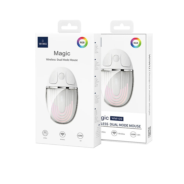 Chuột Không Dây Bluetooth 5.0 WiWU Magic Dual Mode - Sạc USB C, cho MacBook / Laptop có hiển thị đèn led, Kết Nối 2.4G, Độ nhạy 1200DPI không độ trễ - Hàng nhập khẩu
