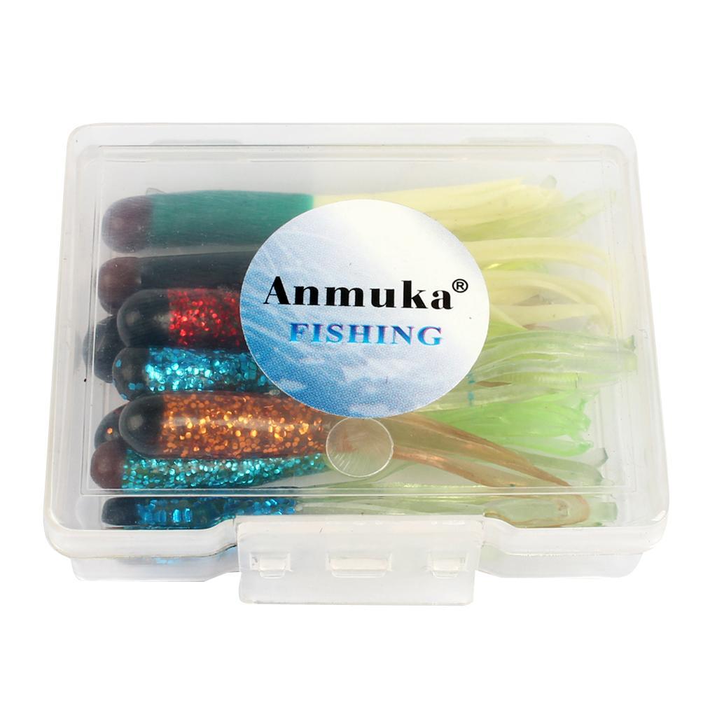 10pcs Lifelike Hoochie Squid Octopus Skirts Lures Soft Fishing Baits Saltwater Mixed Color 5cm