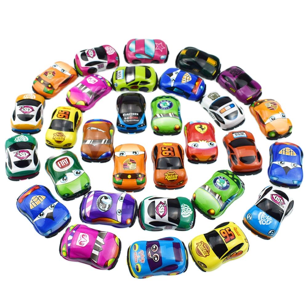 Bộ sưu tập 41 mô hình xe ô tô mini 5.5cm chạy cót bánh đà làm đồ chơi cho bé 3 tuổi