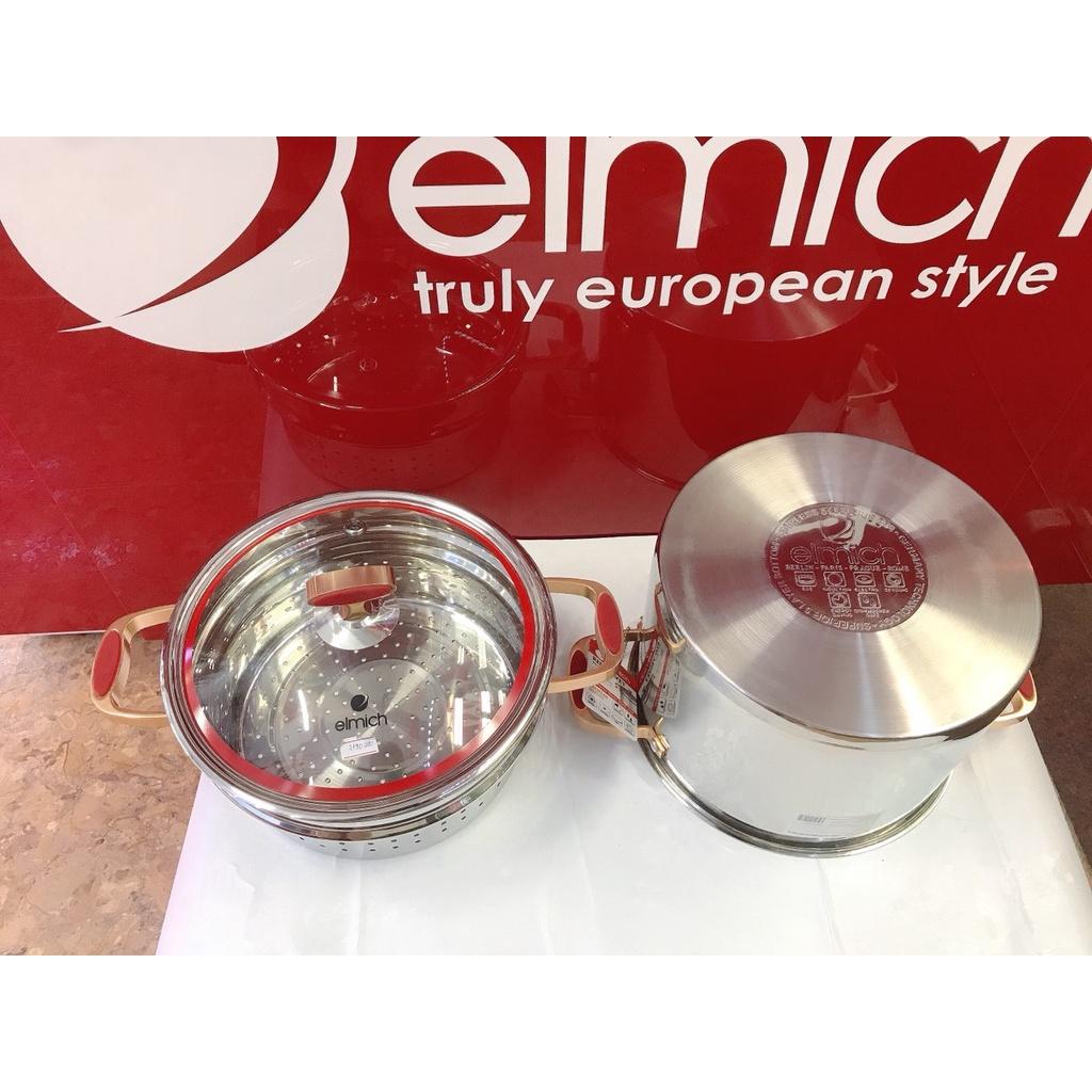 Nồi Hấp Inox 304 5 Lớp Đáy Từ ELMICH Redvelvet EL5585 24cm/ EL0979 28cm