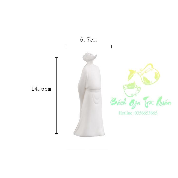 Tượng Sứ Bạch Định Thấu Quang Lý Bạch Vọng Nguyệt Decor Bàn Trà, Bàn Làm Việc, v.v...