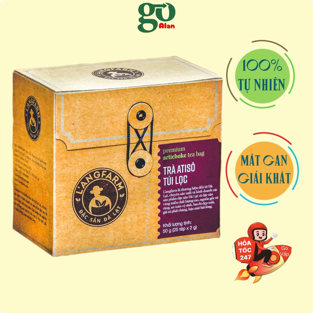 Trà trái nhàu túi lọc L'angfarm, 25 tép, hộp, mẫu quấn dây kraft