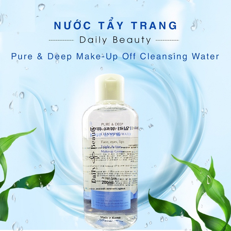 Nước tẩy trang Daily Beauty Pure &amp; Deep Make-up Off Cleansing Water Hàn Quốc