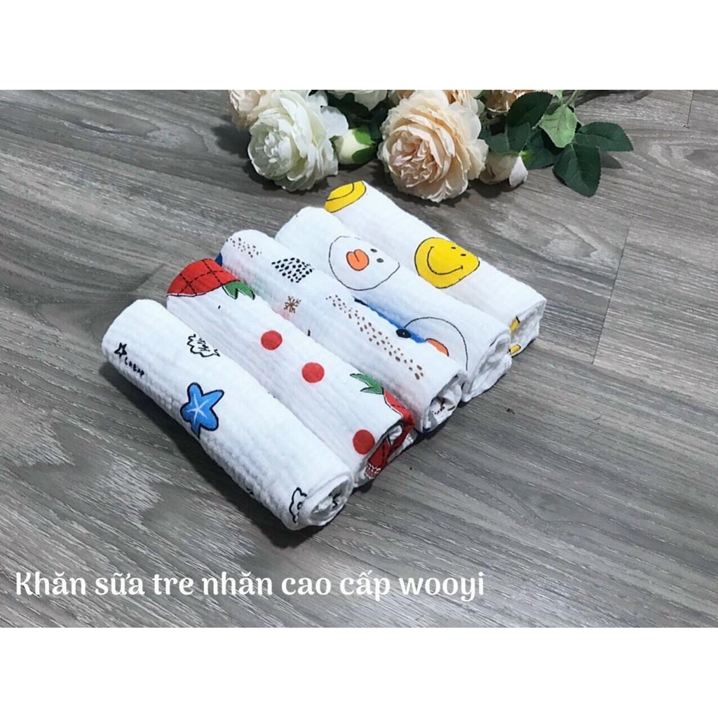 Set 5 Khăn sữa cotton Wooyi mềm mịn cho bé/ khăn lau cho bé (2 lớp)