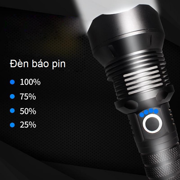 Đèn pin siêu sáng CREE P70 ( Cổng sạc MicroUSB , tay cầm chống trơn trượt, chống nước tốt, tản nhiệt cao, độ sáng cao)- Tặng VÍ THÉP ĐA NĂNG 11IN1