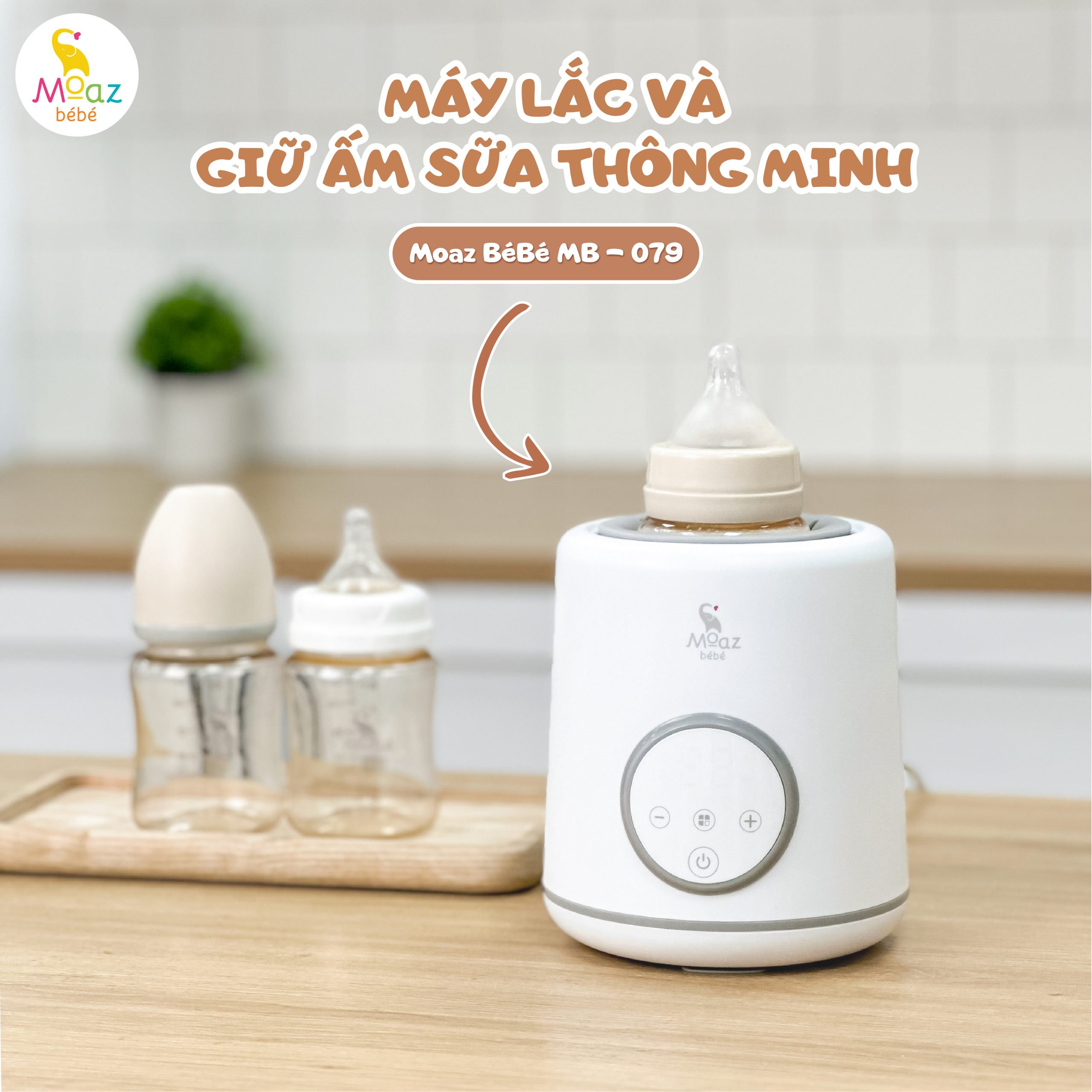 Máy lắc bình sữa và giữ ấm sữa thông minh Moaz BéBé MB079