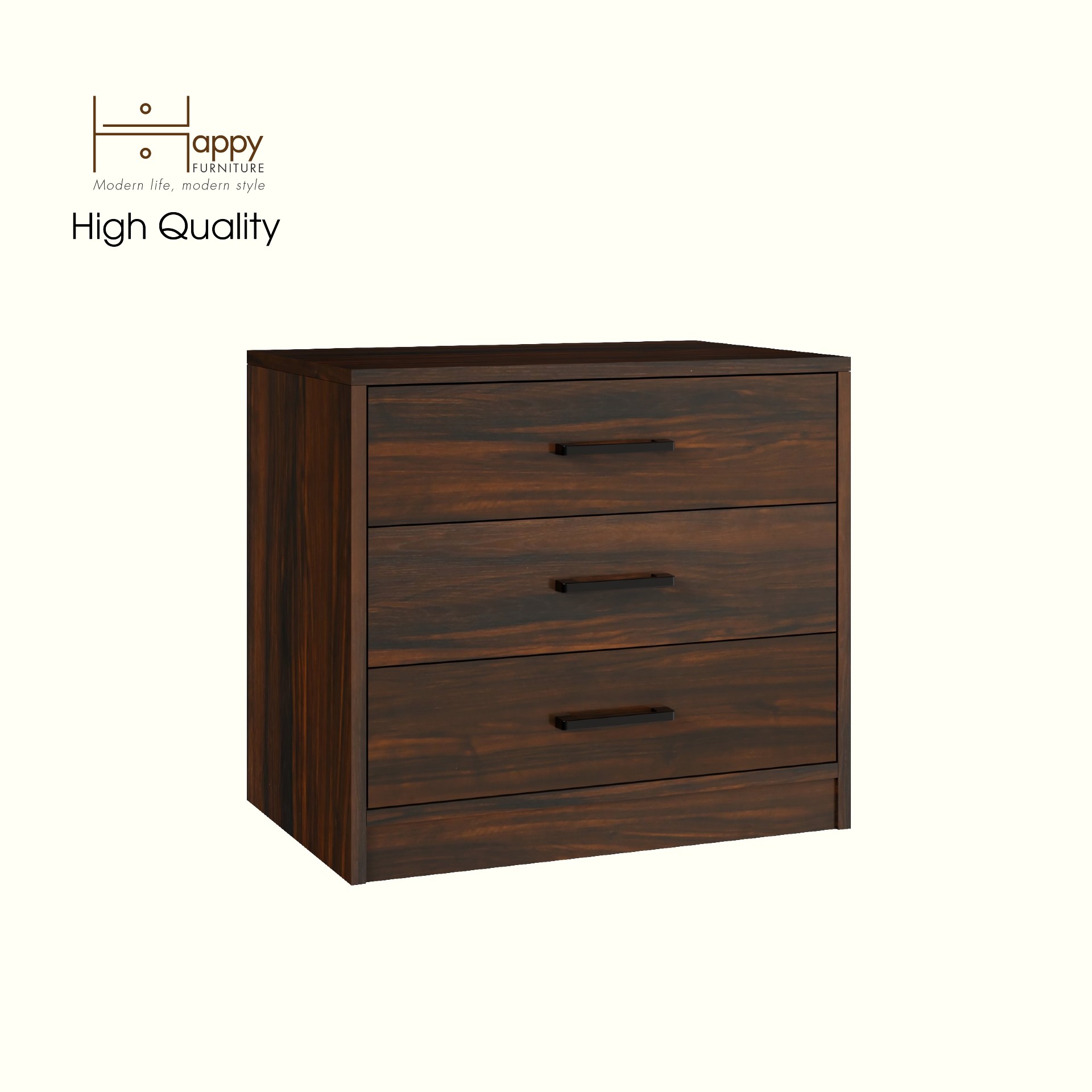HAPPY FURNITURE , HEINEE - Táp đầu giường 3 ngăn kéo, THK_231 , 60cm x 40cm x 54cm DxRxC, sản phẩm phổ thông