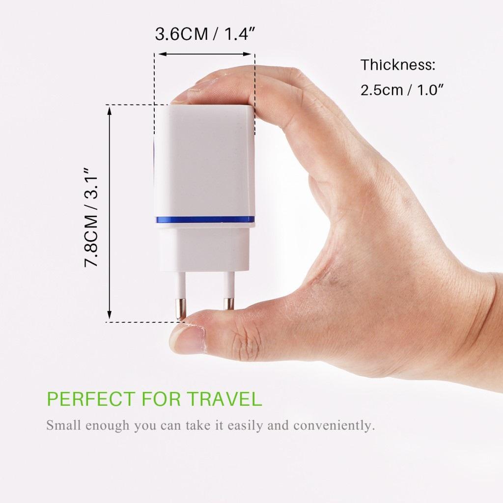 Cốc Sạc 2 Cổng Usb có đèn Led 5V - 2.1A siêu ngon cho mọi điện thoại smartphone SAMSUNG OPPO XIAOMI IPHONE SONY LG HTC
