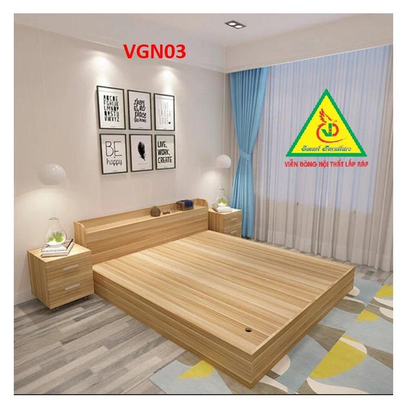 Giường ngủ gỗ MDF - kiểu dáng đơn giản hiện đại VGN03- Nội thất lắp ráp Viendong Adv