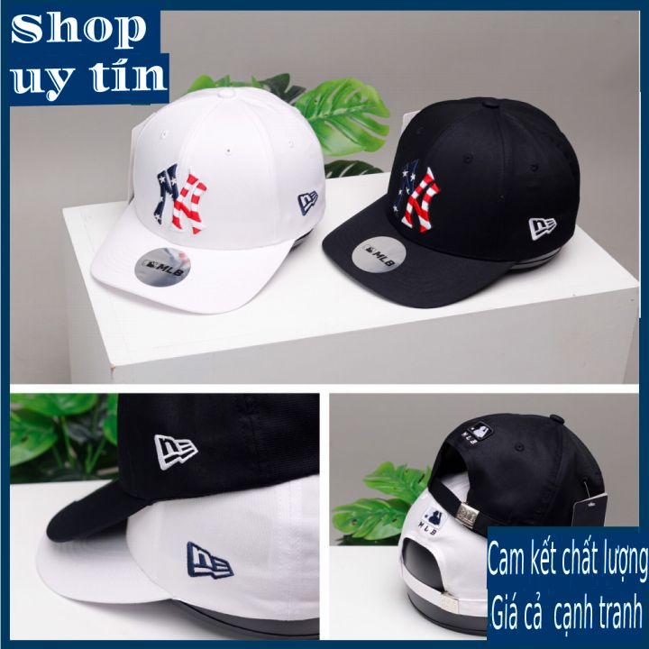 [ Miễn ship / giảm giá ] MŨ NÓN LƯỠI TRAI NAM NỮ NY THÊU CỜ  CAO CẤP - màu đen