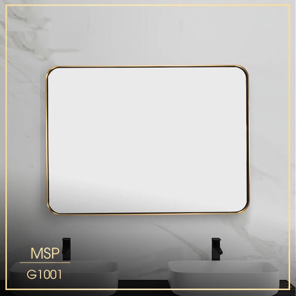 Gương chữ nhật khung nhôm mạ vàng 700x500 mm
