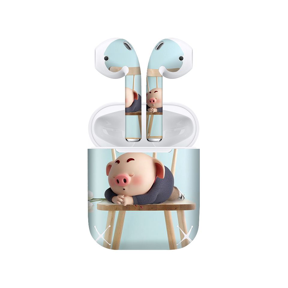 Miếng dán skin chống bẩn cho tai nghe AirPods in hình Heo con dễ thương - HEO2k19 - 154 (bản không dây 1 và 2)