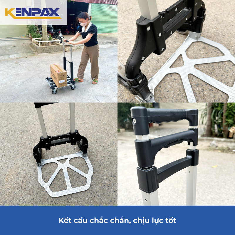 Xe Kéo Hàng, Đẩy Hàng Kenpax 2 Bánh Mini Gấp Gọn Hợp Kim Nhôm Cao Cấp Chịu Lực Tải Trọng 85kg