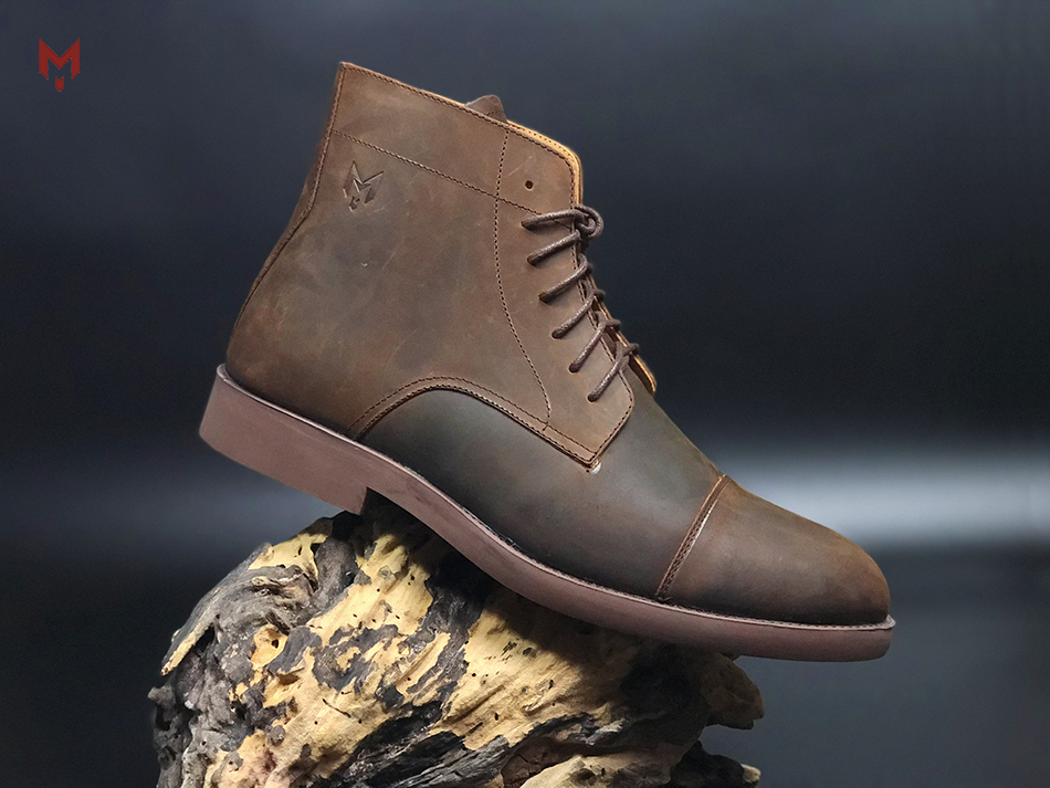 Giày cao cổ nam da bò sáp ngựa điên cao cấp bụi bặm Captain Boots Mad Brown