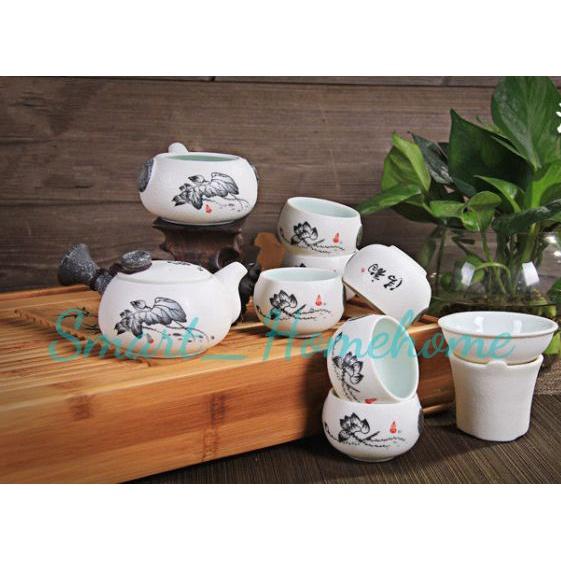 Bộ ấm chén trà cao cấp nhỏ gọn, bộ ấm trà sứ đẹp OC447