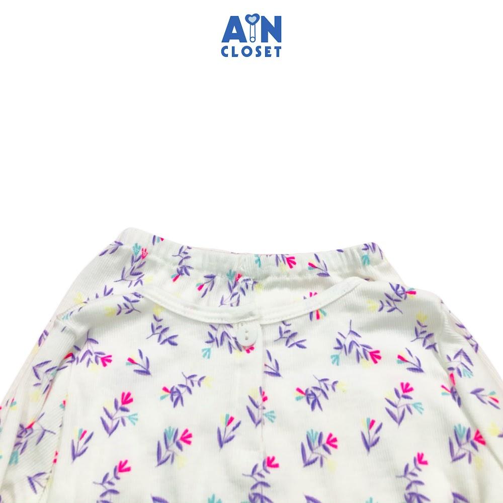 Bộ quần áo dài Bé gái họa tiết hoa Thanh liễu tím thun gân - AICDBGXQDZA7 - AIN Closet