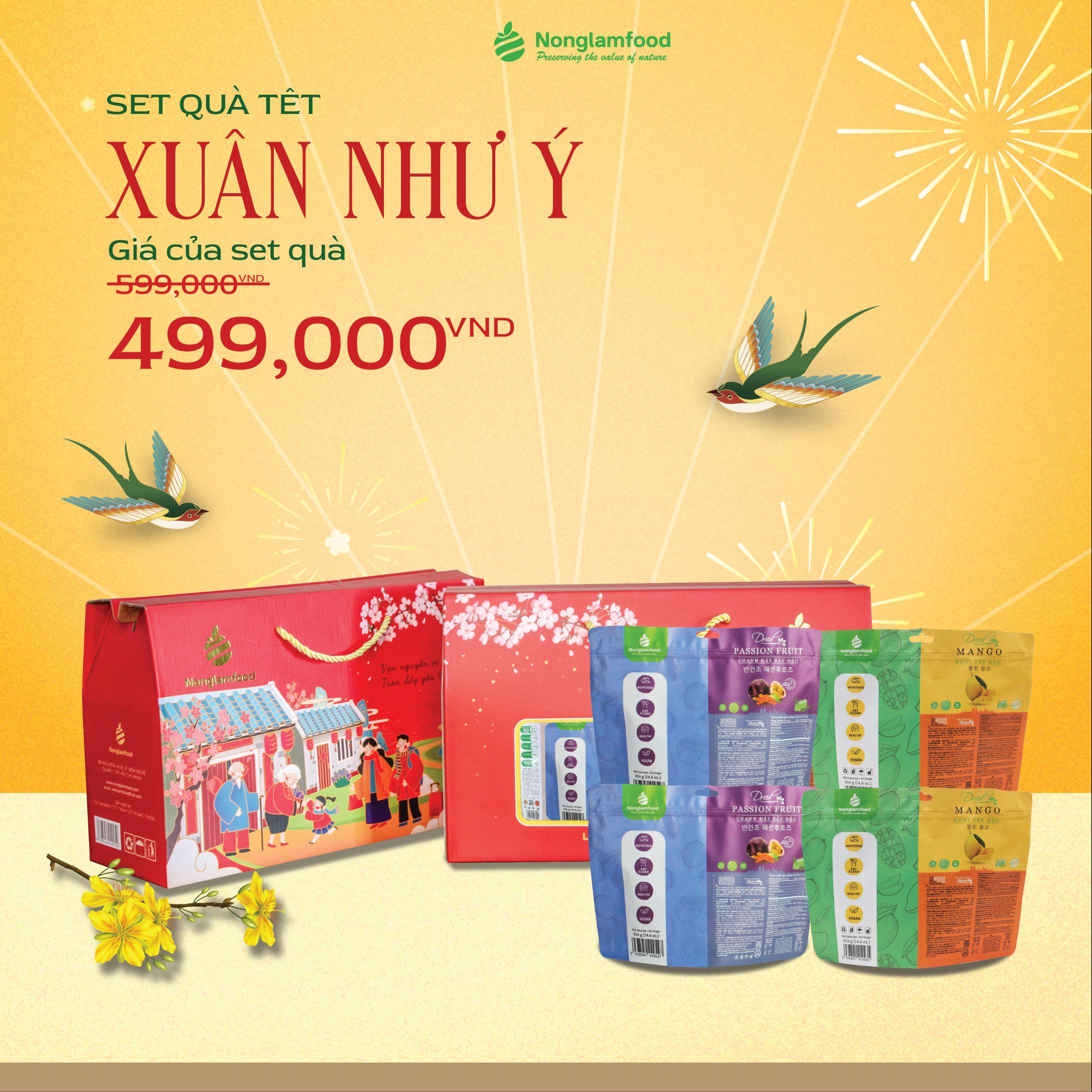 [BỘ QUÀ TẾT 2024] Set quà mứt tết loại 1 xuất khẩu Xuân Như Ý Nonglamfood | Quà tết cao cấp Xuân Giáp Thìn cho người thân, bạn bè, doanh nghiệp