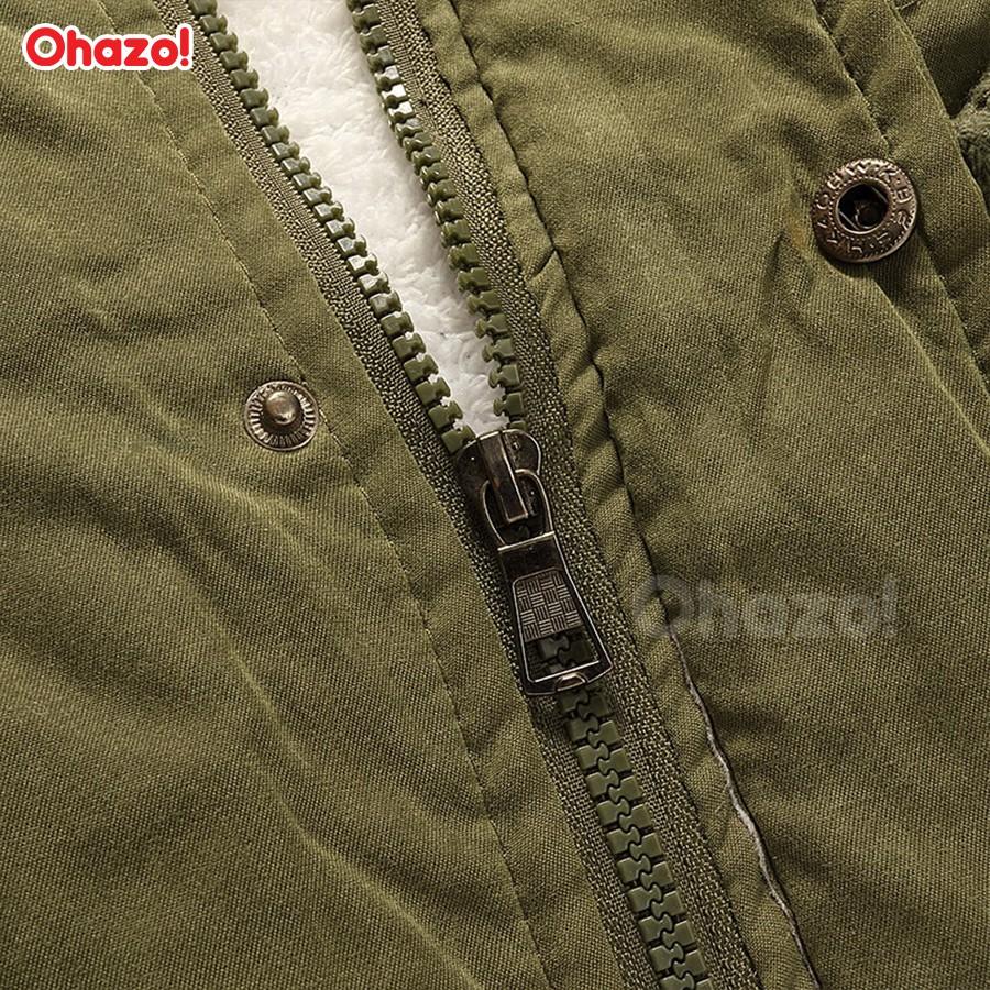 Áo khoác nam có mũ trùm đầu lót lông cừu siêu ấm Ohazo! phong cách Hàn Quốc - XA01
