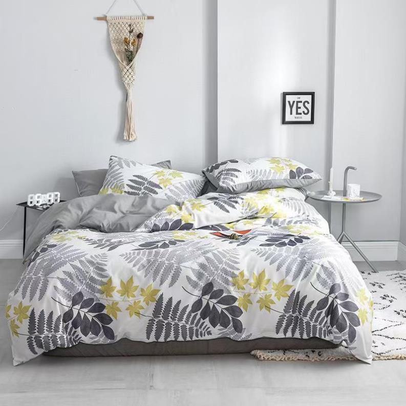 Bộ chăn ga gối cotton living cotton pha lụa cao cấp