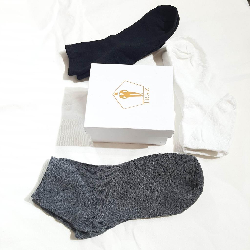 Vớ Tất Trơn Cổ Cao TRAZ Nam Nữ Trắng Đen Xám Unisex Style Hàn Quốc