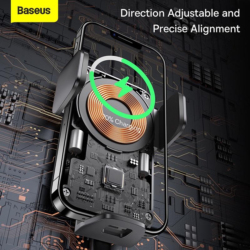 Bộ Đế Giữ Điện Thoại Baseus Wisdom Auto Alignment Car Mount Wireless Charger(QI 15W)