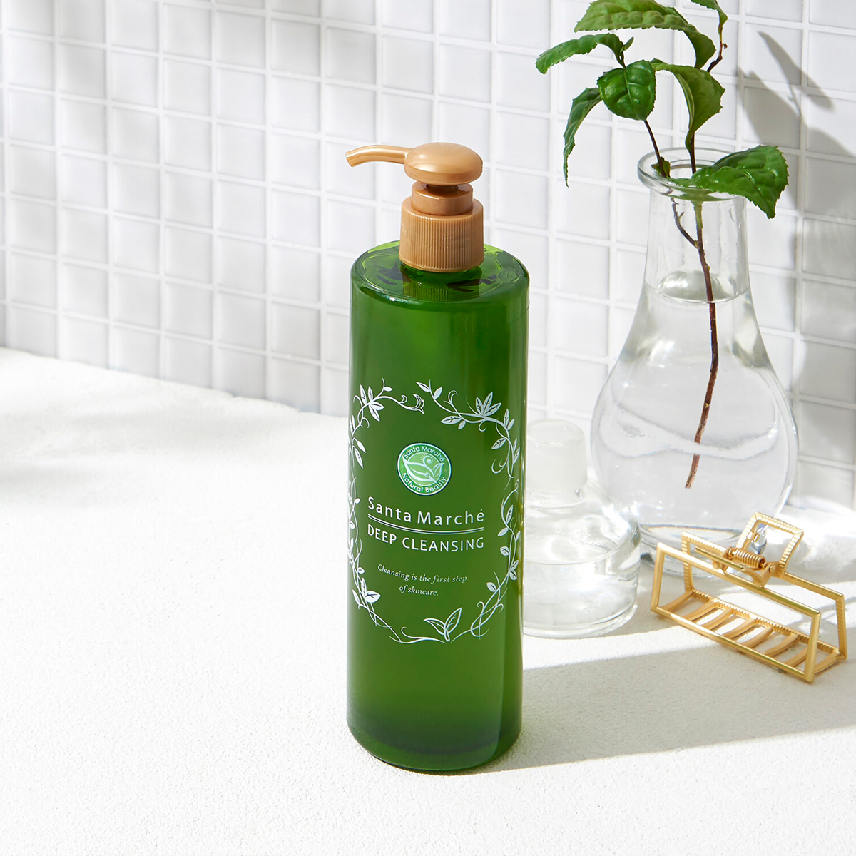 Gel Tẩy Trang Trà Xanh Nhật Bản Santa Marché Green Tea Deep Cleansing 400ml, Làm Sạch Sâu Bụi Bẩn,Tẩy Tế Bào Chết Trên Da, Loại Bỏ Đốm Nâu, Làm Sáng Da, Chiết Xuất Thực Vật Dưỡng Ẩm Da, Ngăn Lão Hóa